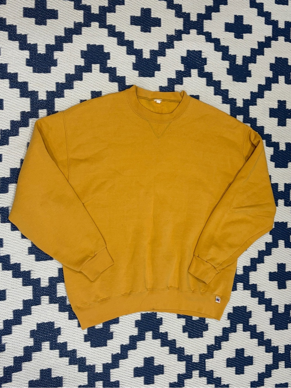 Vintage Russell Athletic Sweatshirt Mustard Yellow 90s Size XL